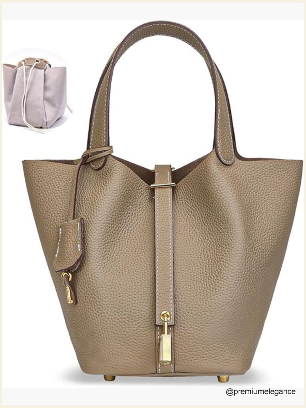 Genuine Leather Bucket Bag - Handmade Top-Handle Satchel Crossbody Tote Purse